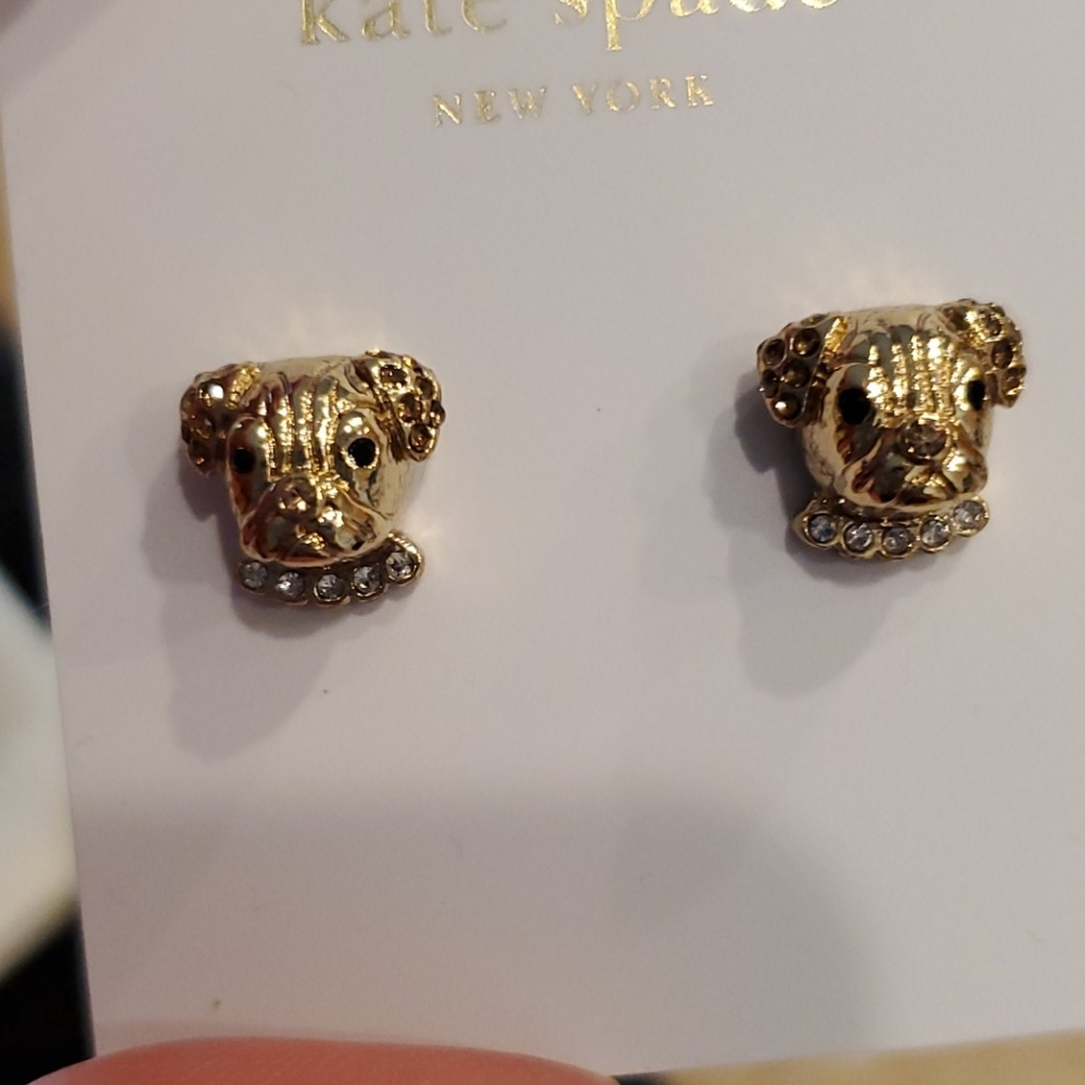 Kate Spade 5 crystal puppy stud earrings - Picture 2 of 3